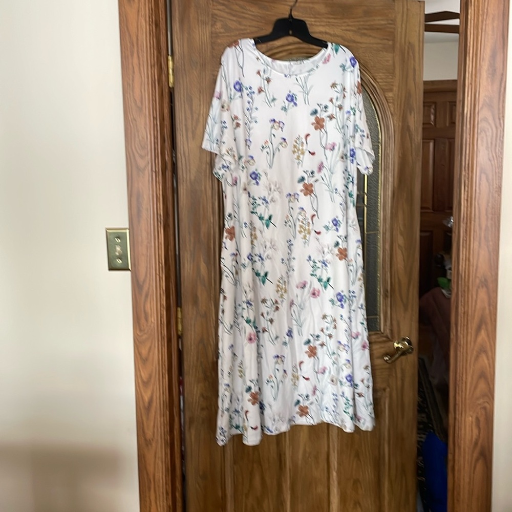 Plus size comfortable vibrant floral dress with pockets!